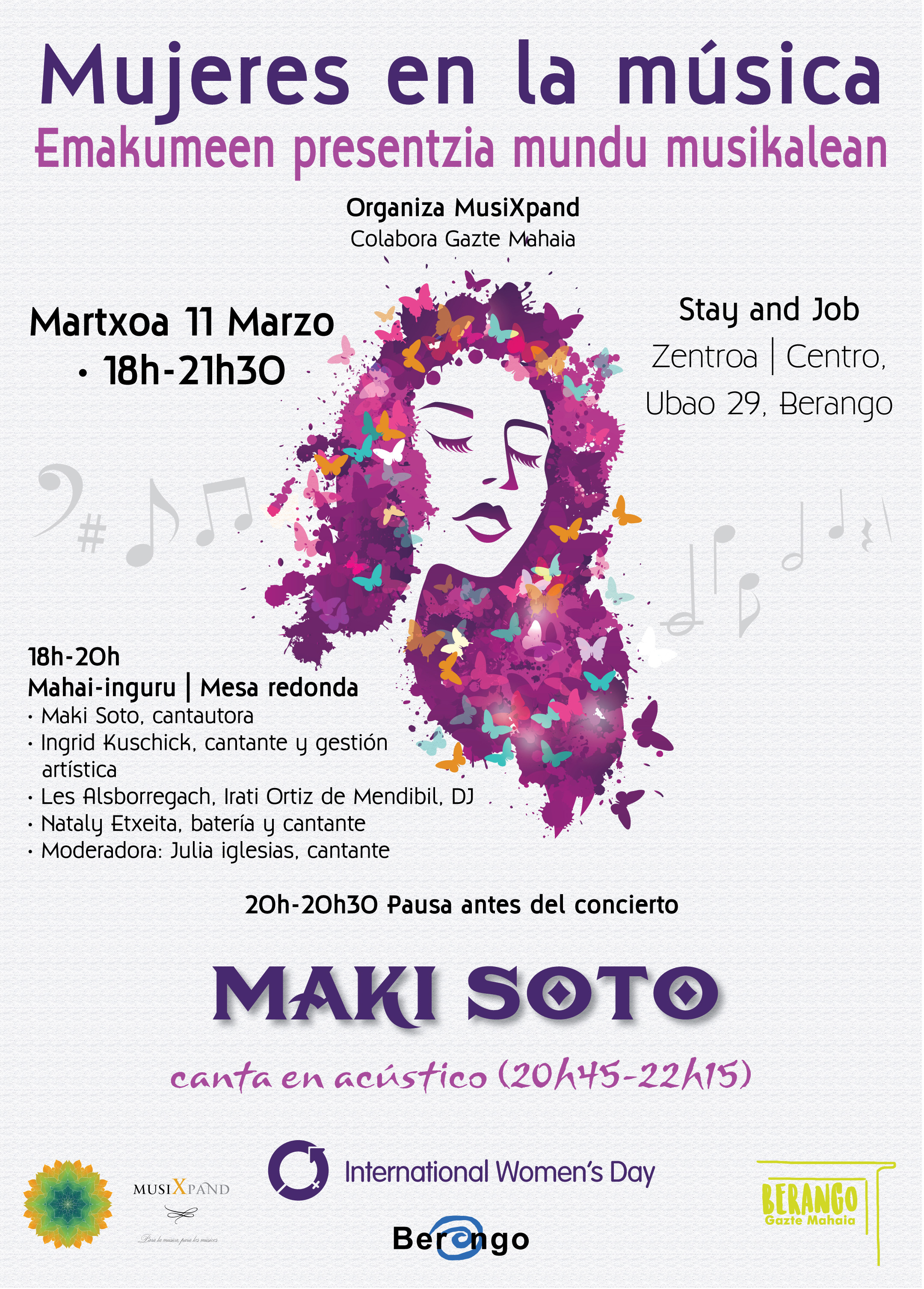 Cartel y panfleto del Día internacional de las Mujeres 2017 en Berango
